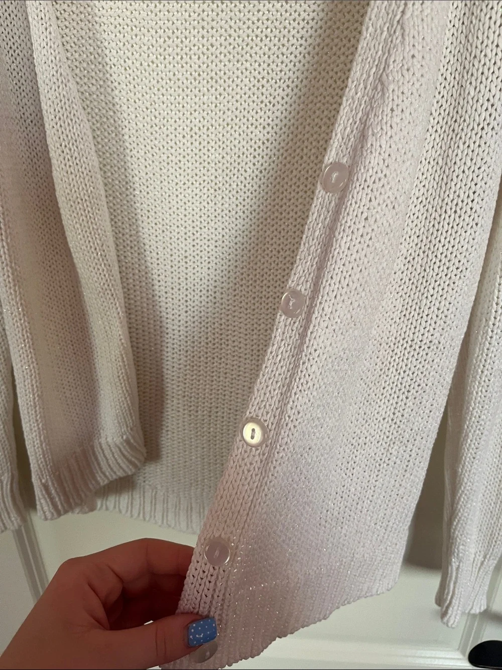 Justice Open-Front Cream Knit Cardigan Size 18